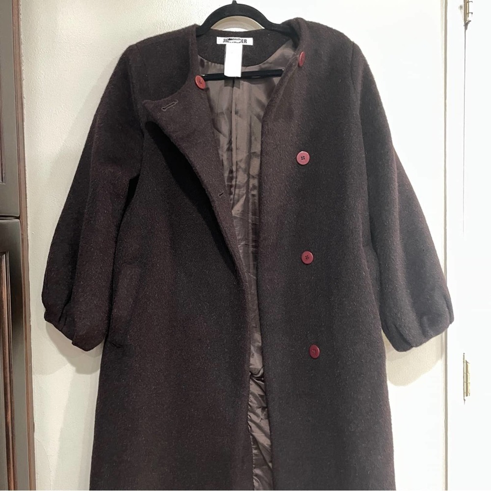 Jil Sander M 38 coat  Long Alpaca Wool Overcoat Trench Coat brown Medium